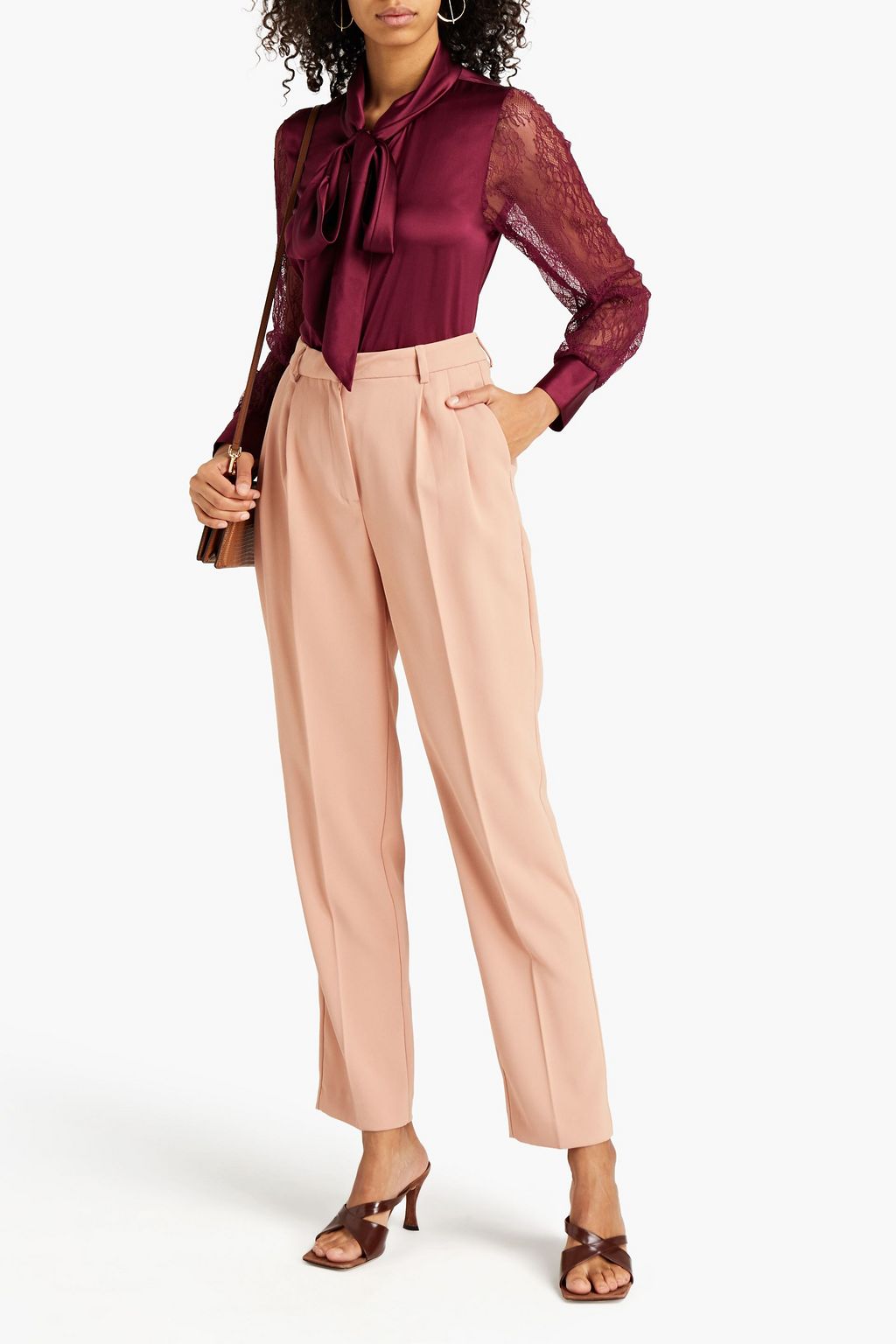 CAMI NYC Camberlyn pussy-bow lace-paneled silk-charmeuse blouse