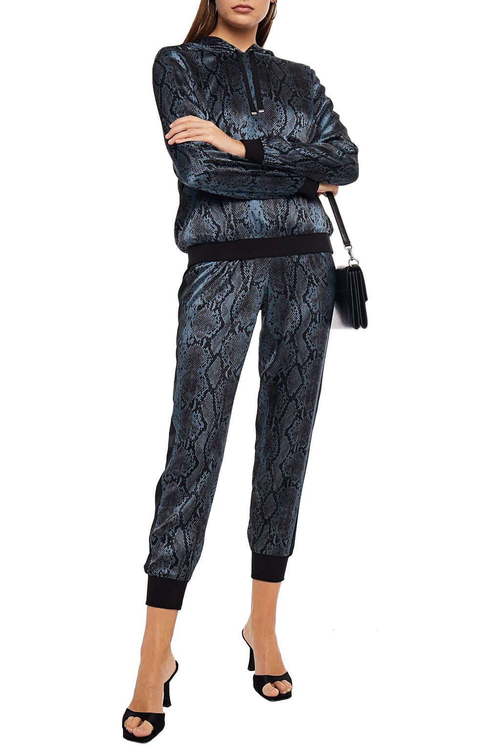 CAMI NYC Reversible snake-print satin hoodie