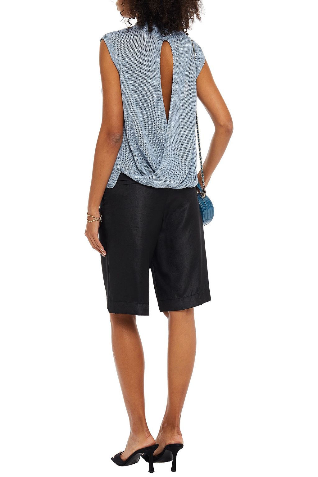 MICHELLE MASON Cutout sequin-embellished cotton-blend sweater