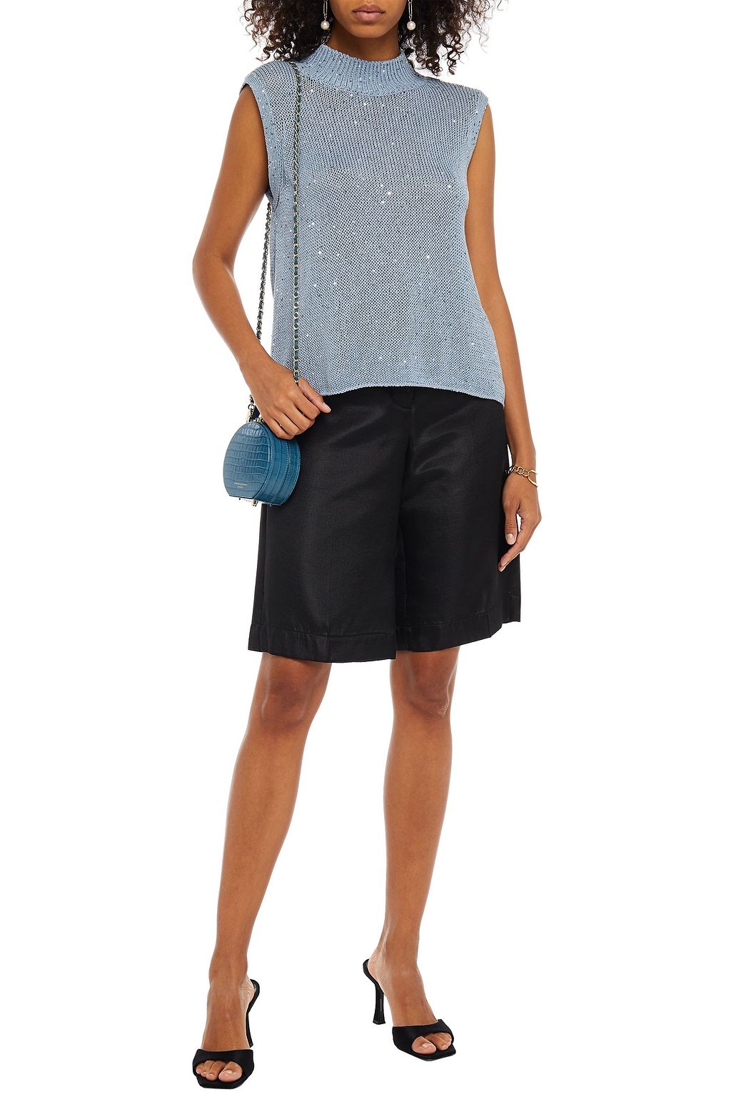 MICHELLE MASON Cutout sequin-embellished cotton-blend sweater