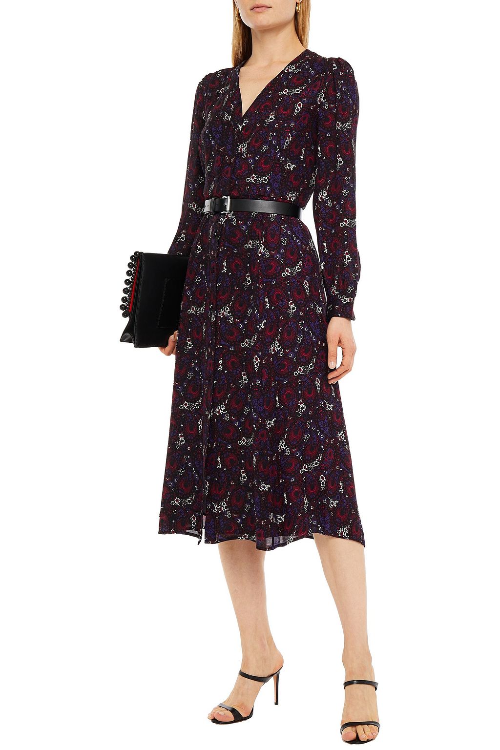 MICHAEL MICHAEL KORS Belted printed crepe midi dress