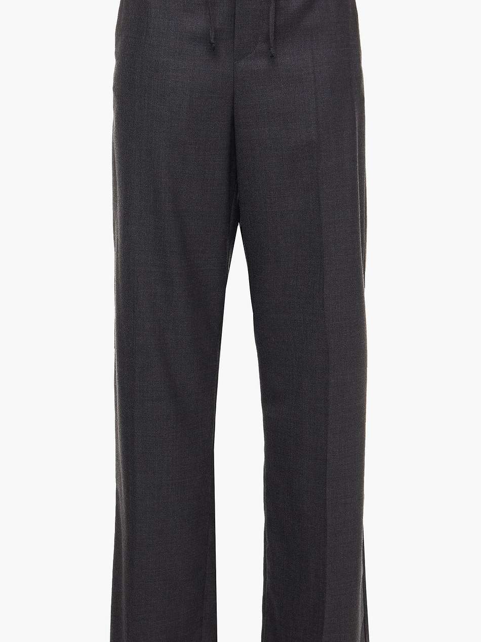 wool-blend twill straight-leg pants