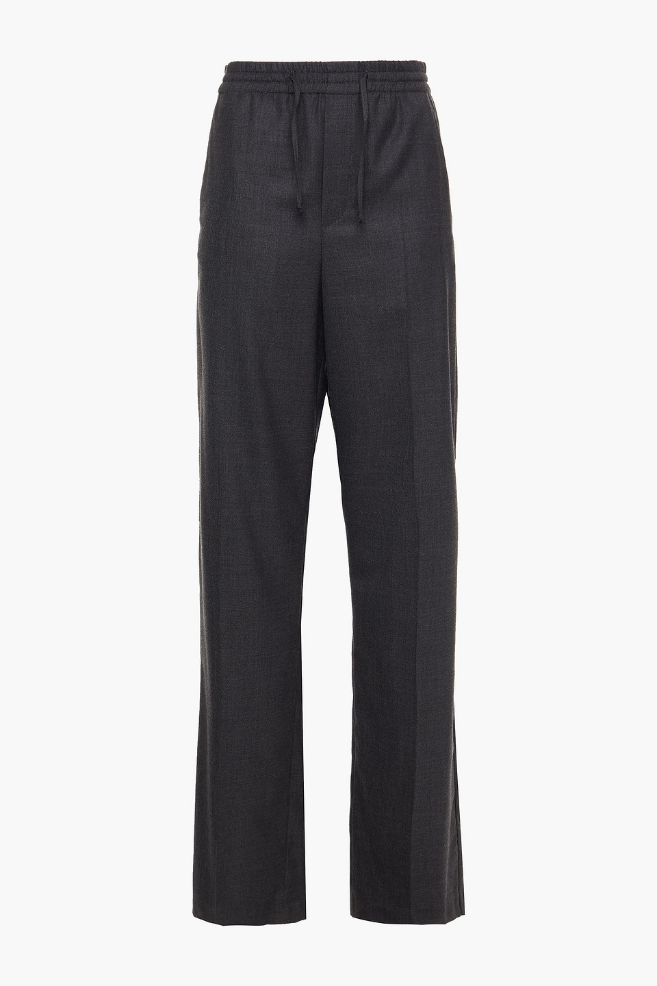 Wool-blend twill straight-leg pants