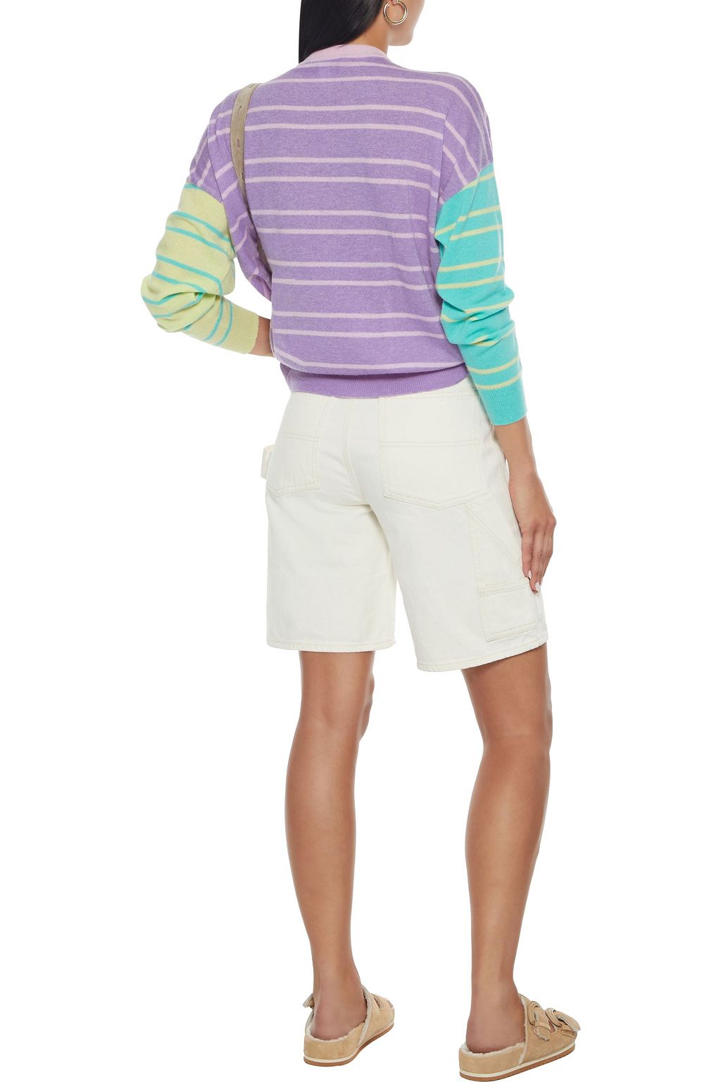AUTUMN CASHMERE Boyfriend color-block striped cashmere sweater