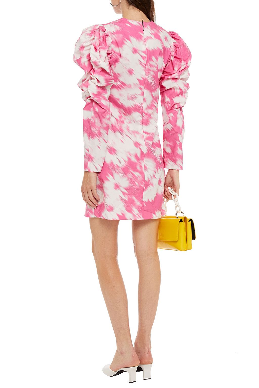 MSGM Gathered floral-print cotton-poplin mini dress