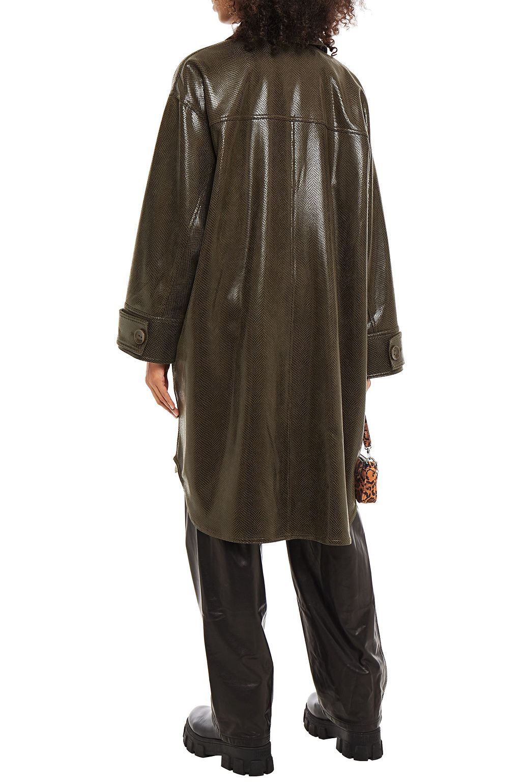 STAND STUDIO Kali oversized faux snake-effect leather coat
