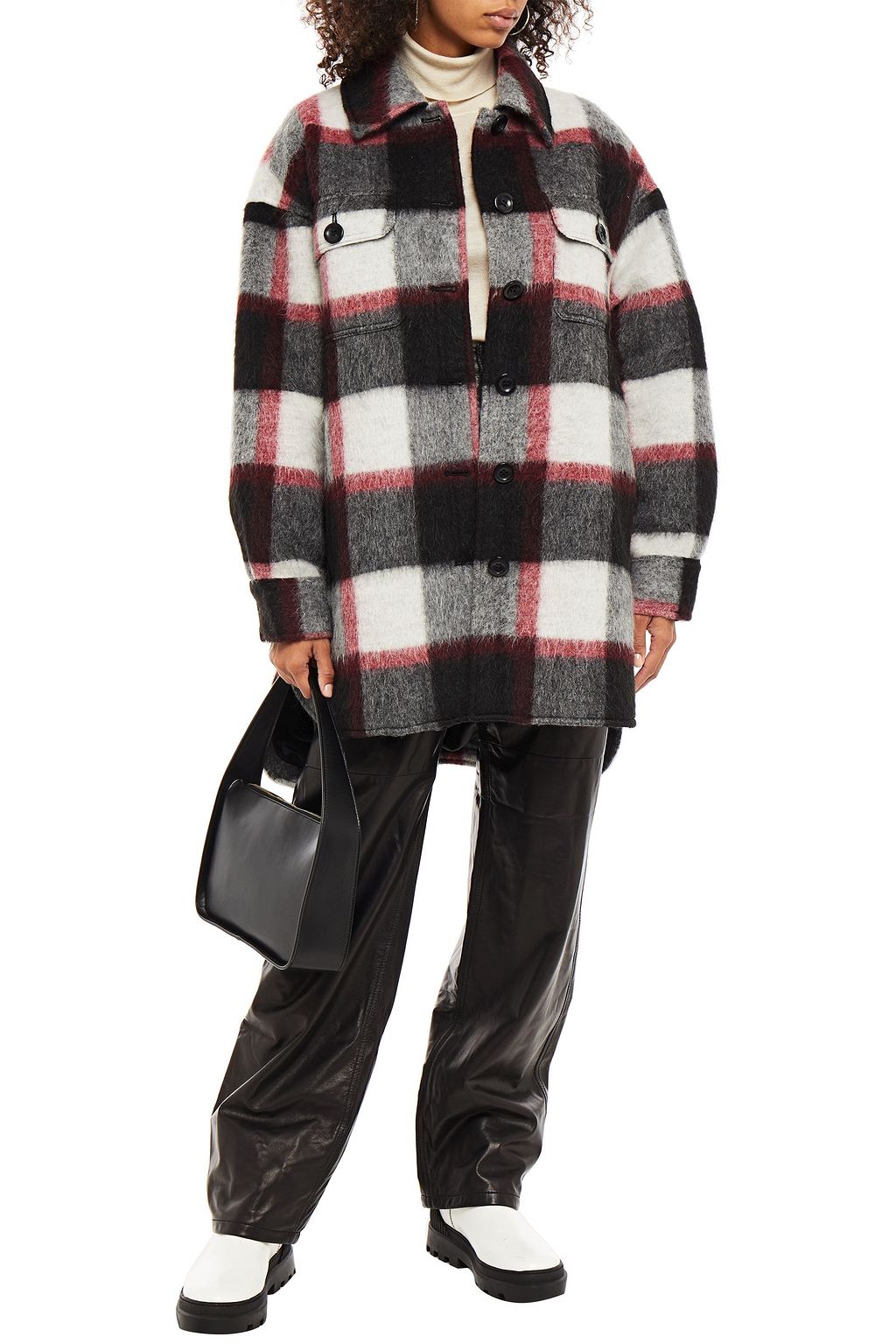 STAND STUDIO Sabi oversized checked wool-blend felt coat