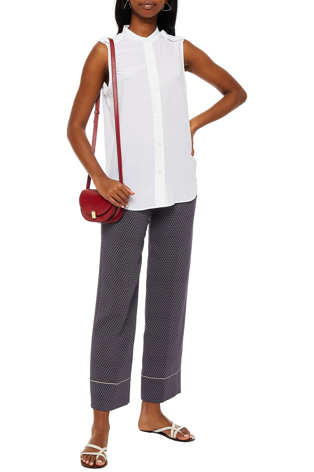 LORO PIANA Printed silk-blend crepe straight-leg pants