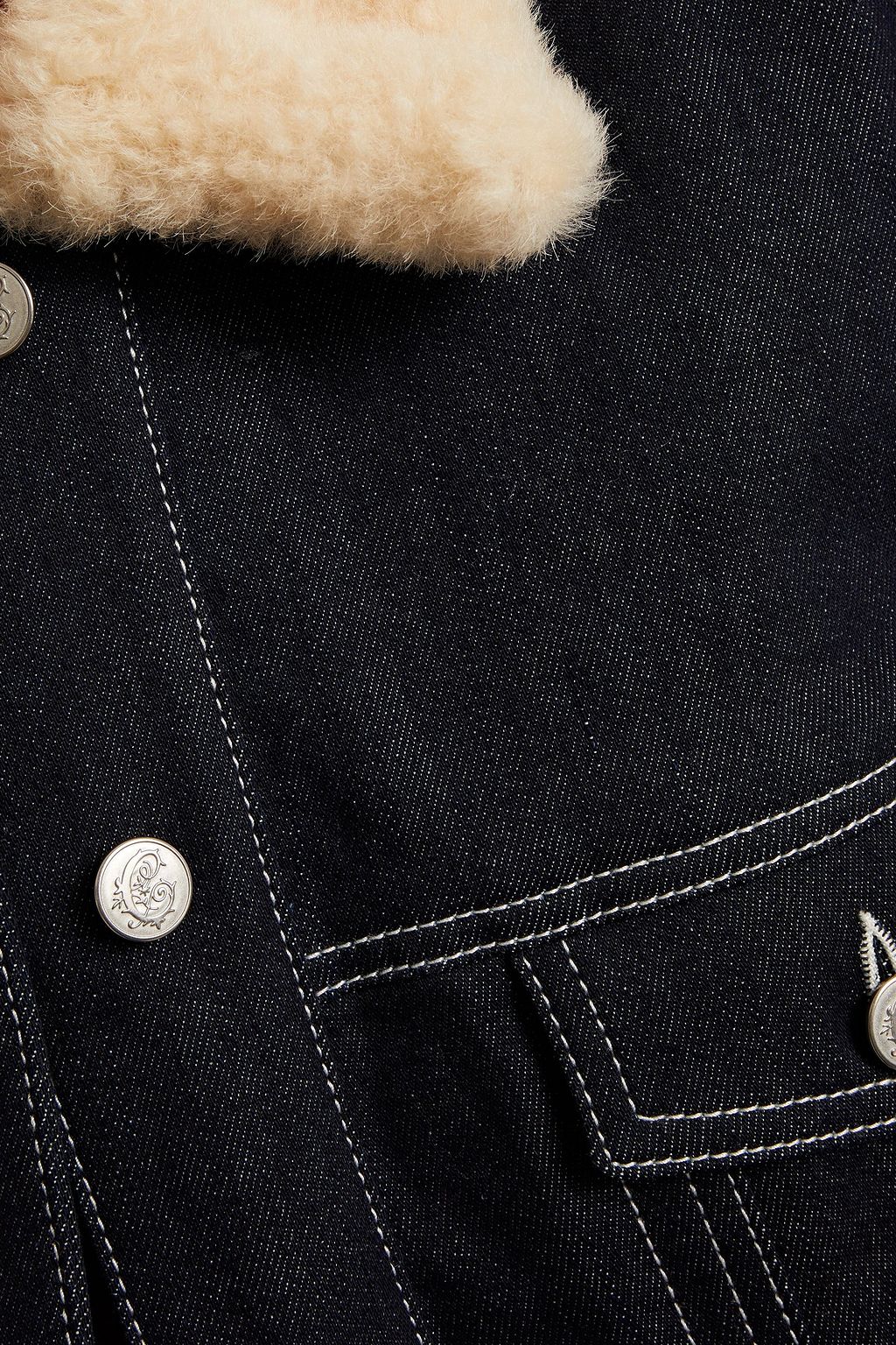 CHLOÉ Shearling-trimmed denim jacket