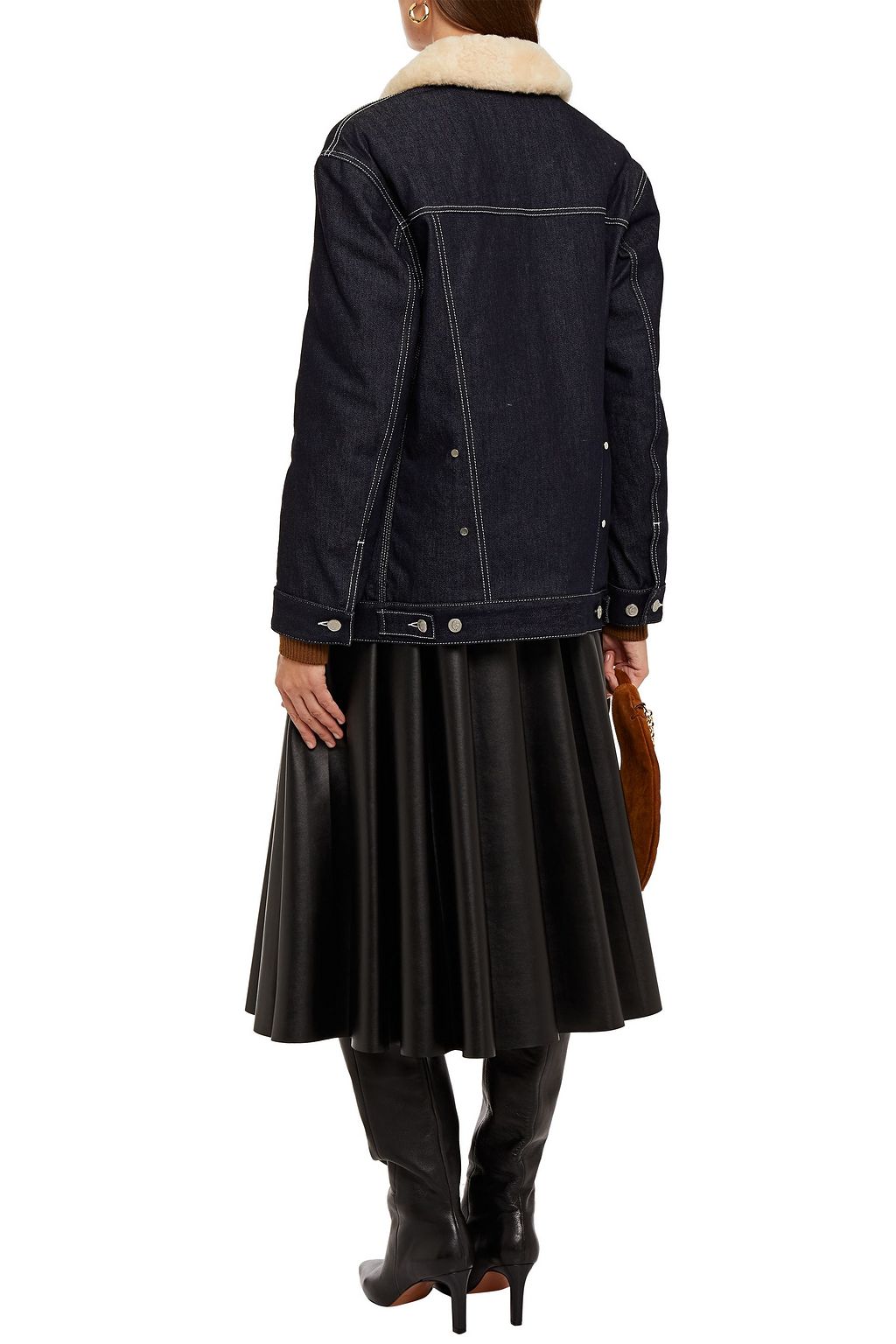 CHLOÉ Shearling-trimmed denim jacket