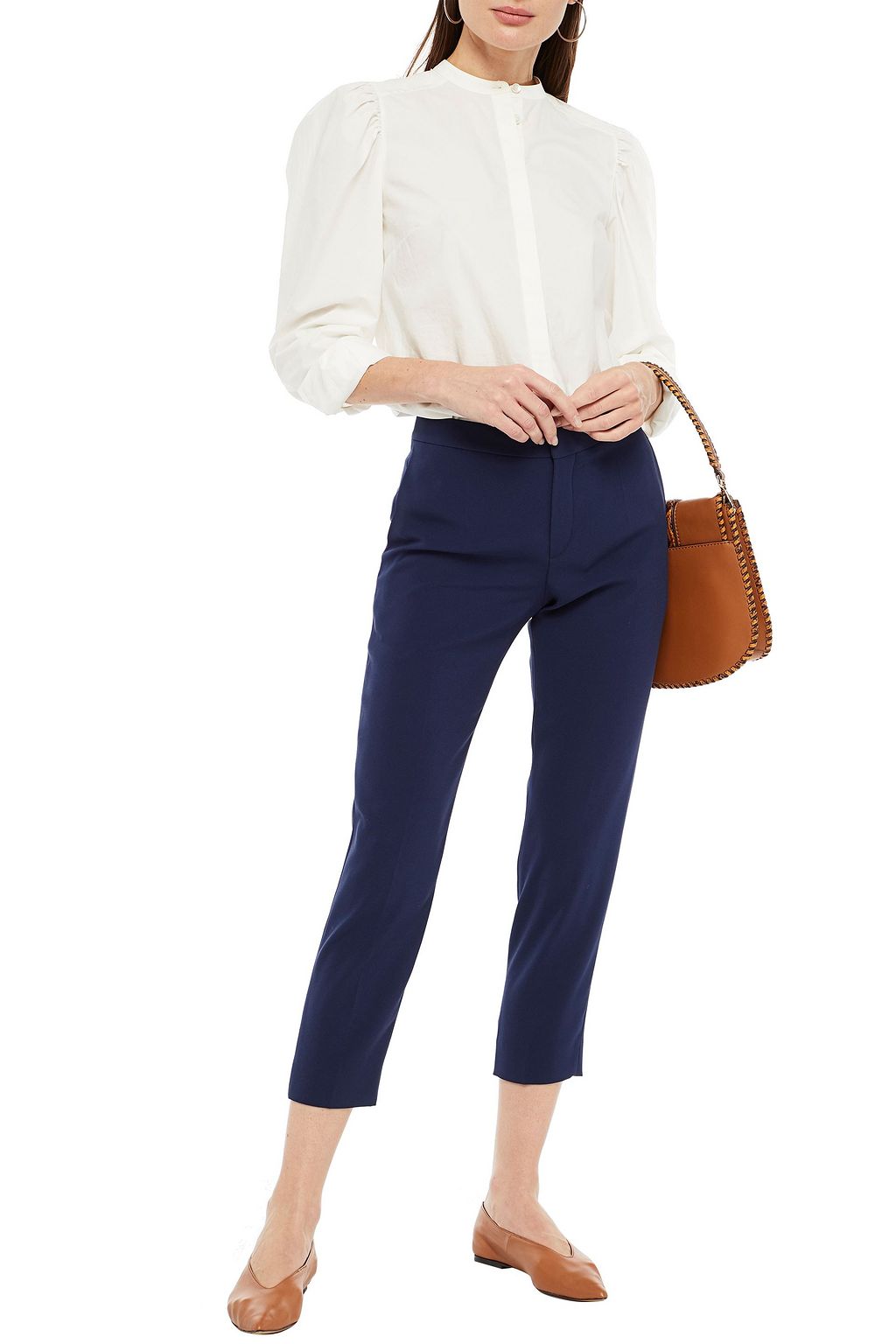 CHLOÉ Cropped crepe slim-leg pants
