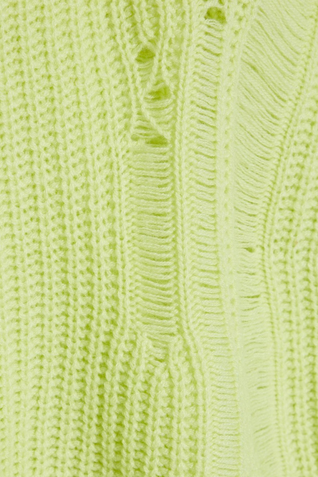 AUTUMN CASHMERE Distressed neon ribbed cashmere sweater