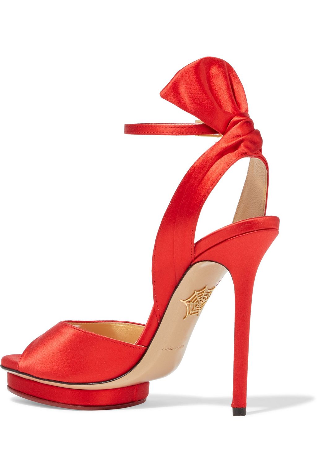 CHARLOTTE OLYMPIA Wallace bow-embellished textured-lamé sandals