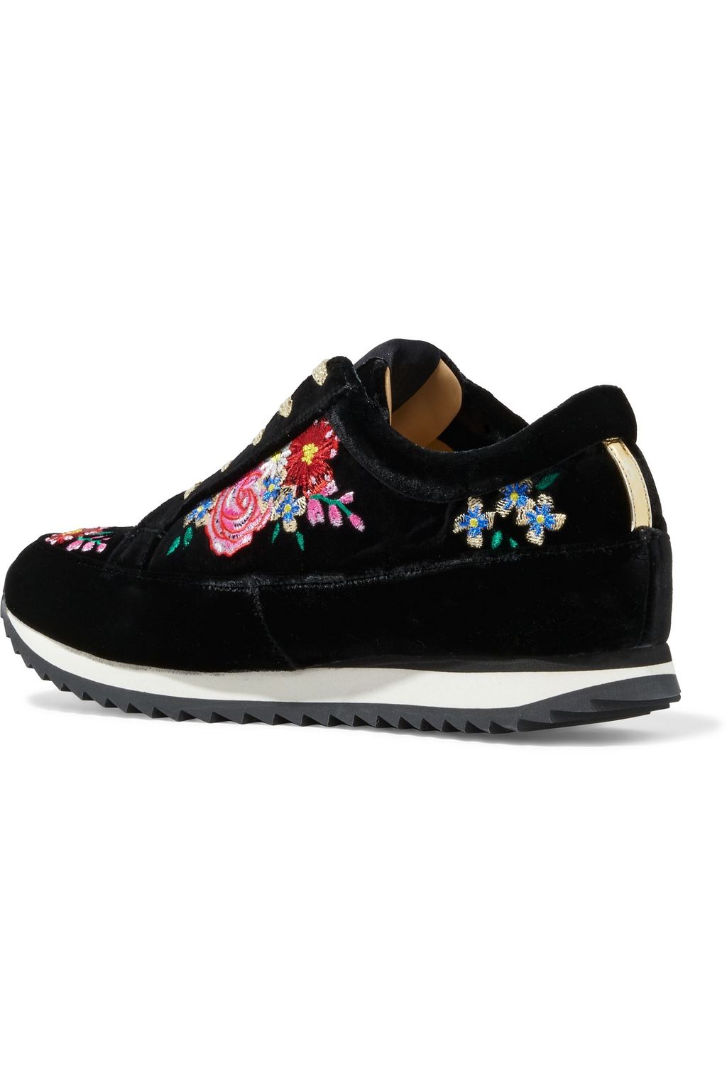 CHARLOTTE OLYMPIA Work It embroidered velvet sneakers