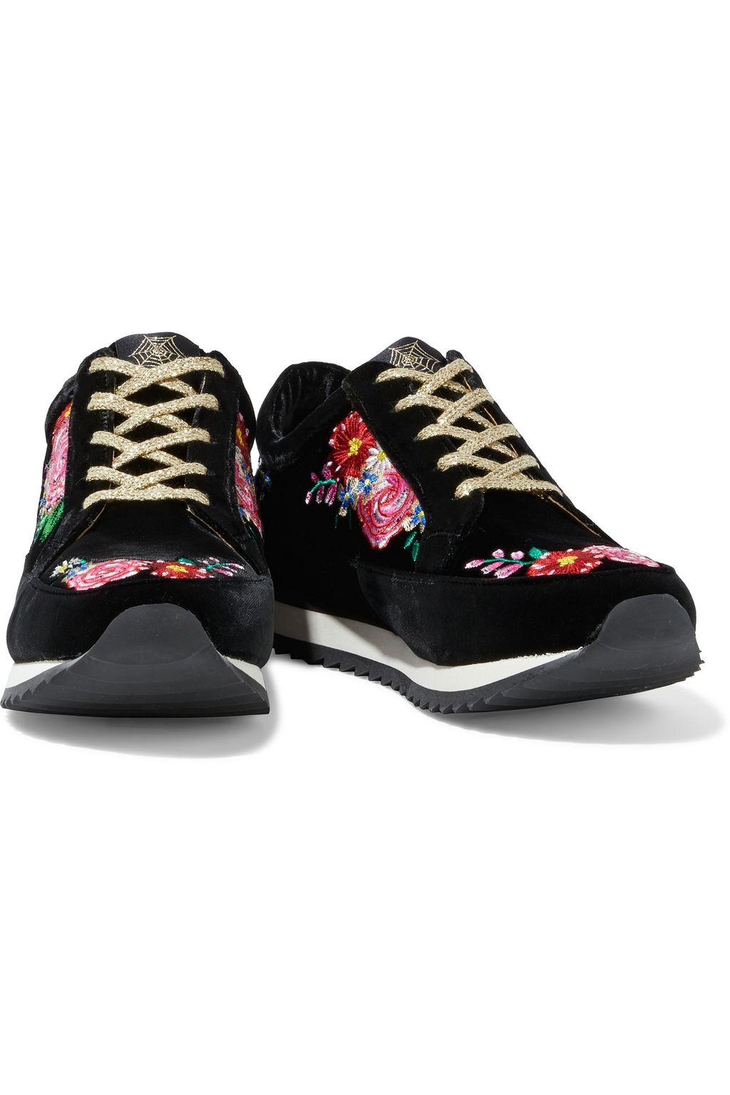 CHARLOTTE OLYMPIA Work It embroidered velvet sneakers