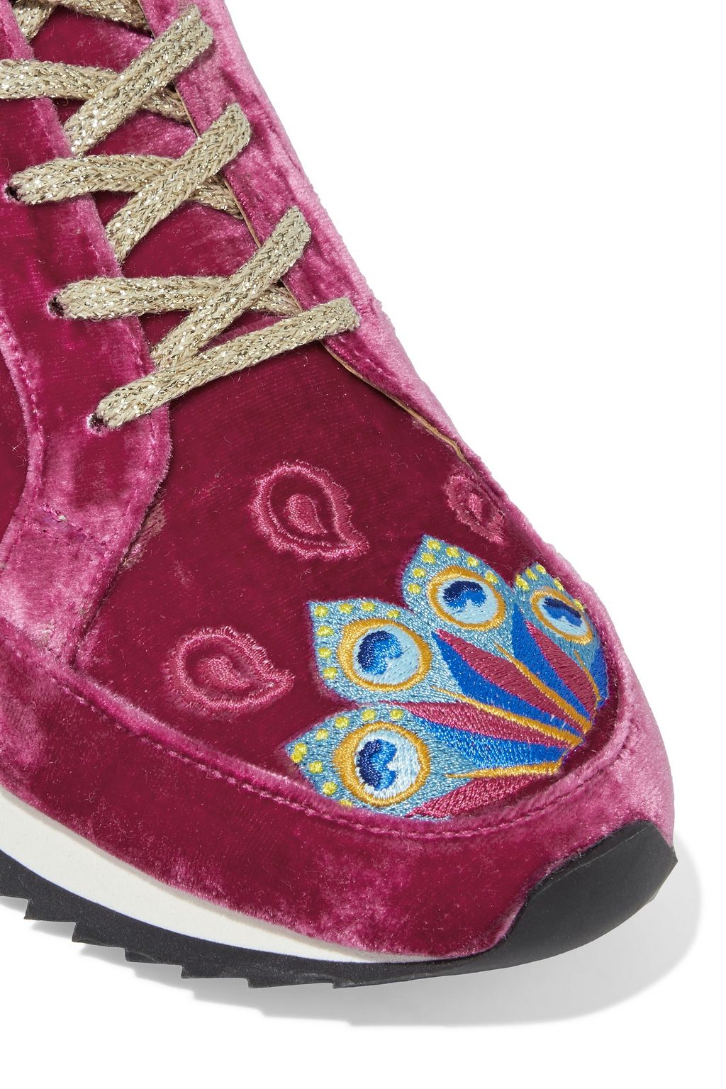 CHARLOTTE OLYMPIA Work It embroidered velvet sneakers