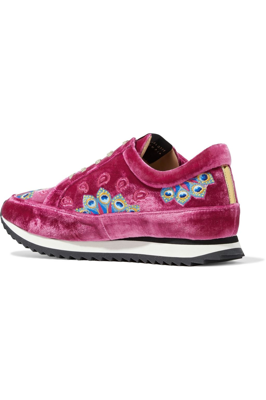 CHARLOTTE OLYMPIA Work It embroidered velvet sneakers