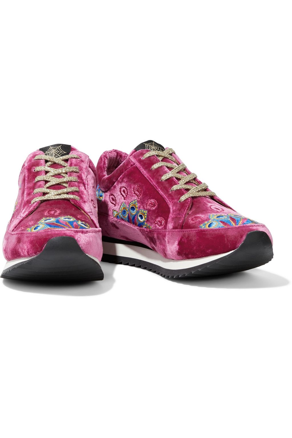CHARLOTTE OLYMPIA Work It embroidered velvet sneakers
