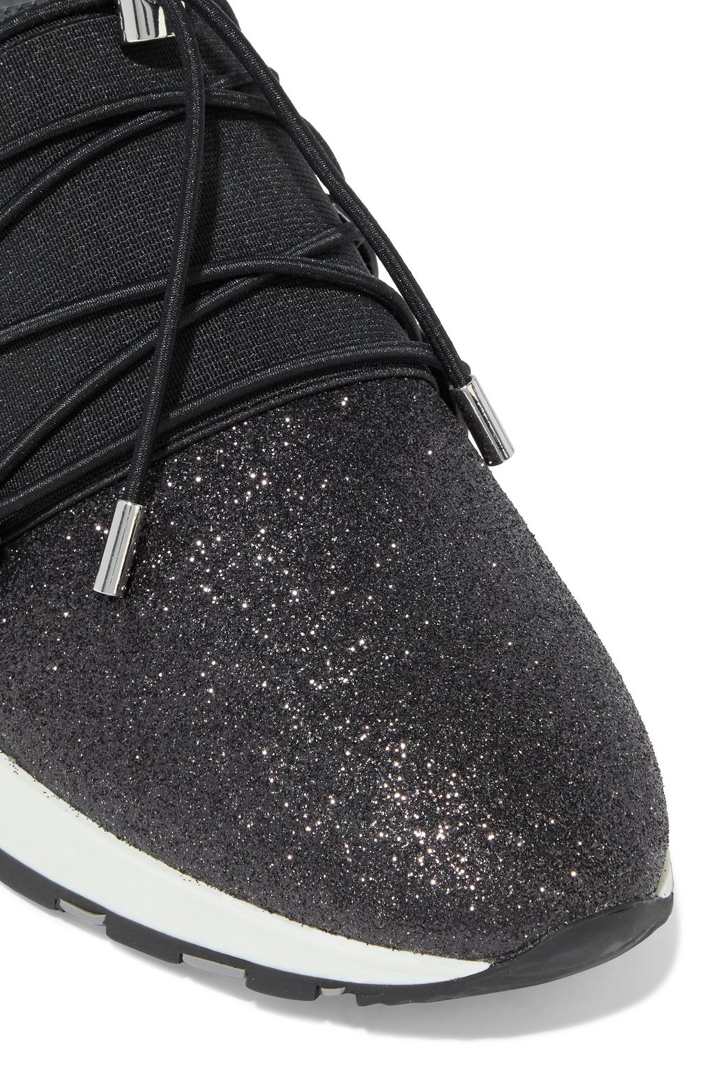 SERGIO ROSSI sr1 Running glittered canvas, mesh and leather slip-on sneakers
