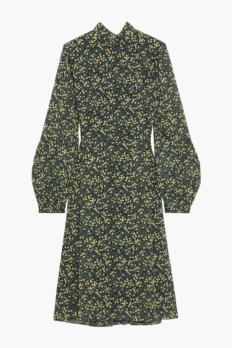 Mikael Aghal Tie-neck floral-print crepe dress