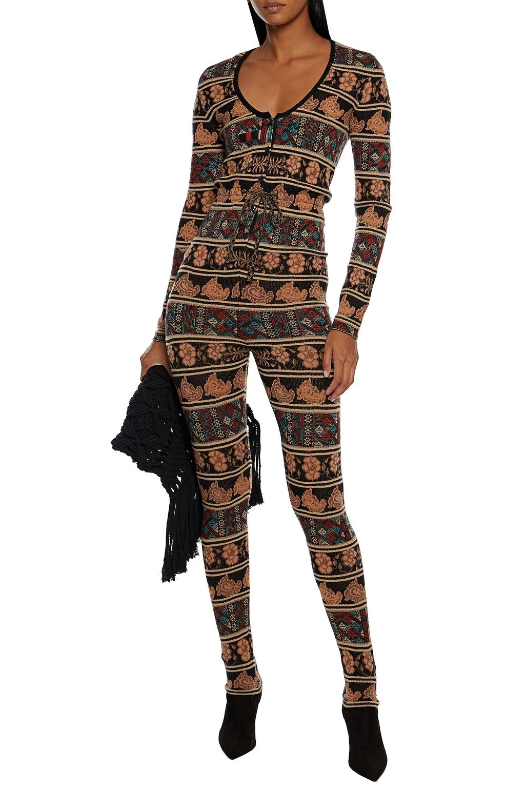 ETRO Jacquard-knit wool-blend jumpsuit