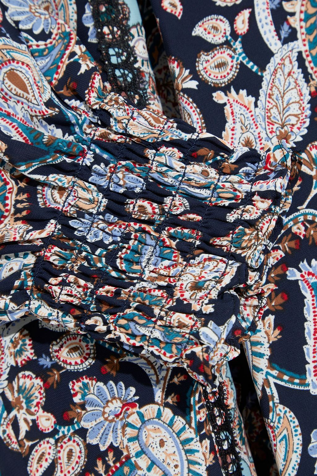 MIKAEL AGHAL Shirred printed crepe de chine dress