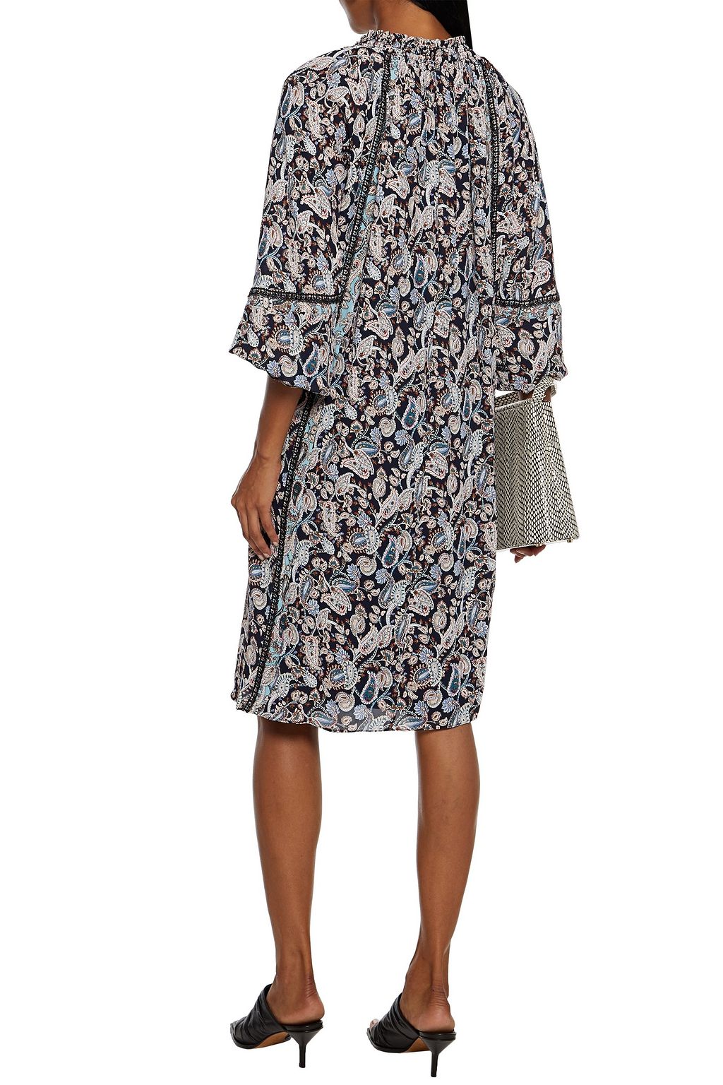 MIKAEL AGHAL Shirred printed crepe de chine dress