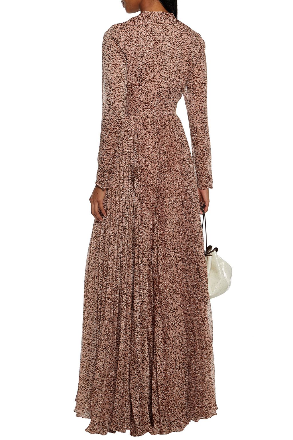 MIKAEL AGHAL Cutout pleated leopard-print georgette maxi dress