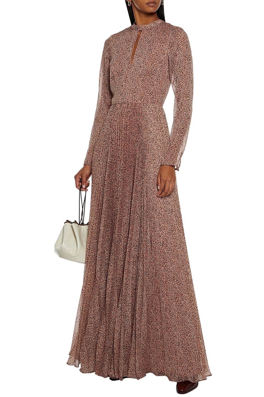 MIKAEL AGHAL Cutout pleated leopard-print georgette maxi dress