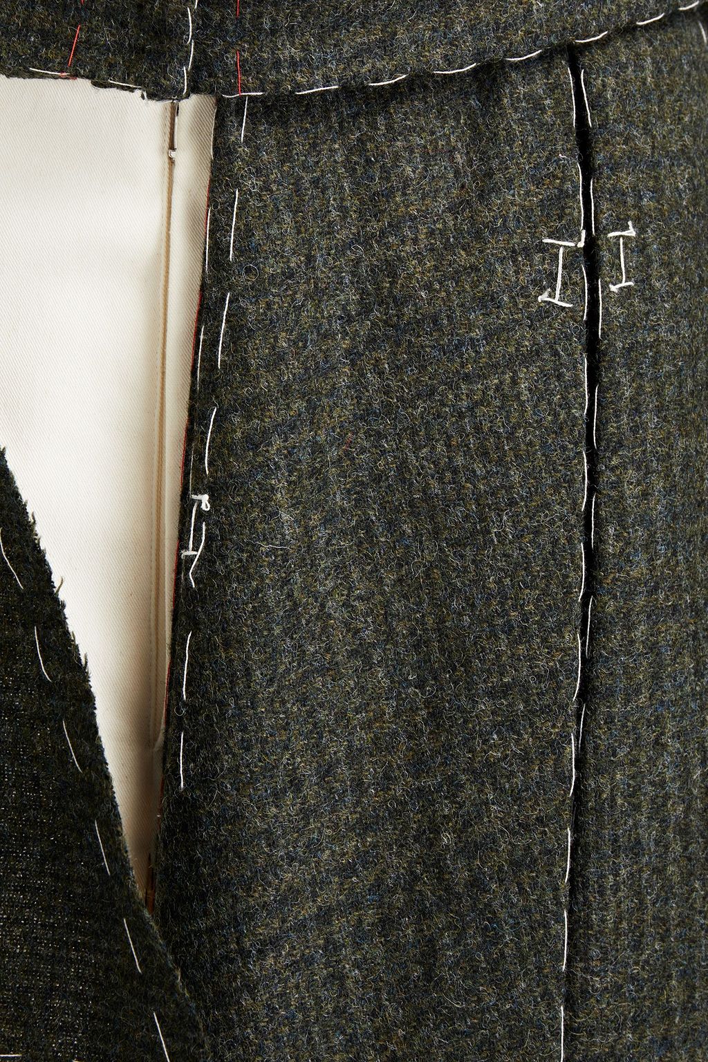 MAISON MARGIELA Twill-paneled layered distressed checked wool culottes