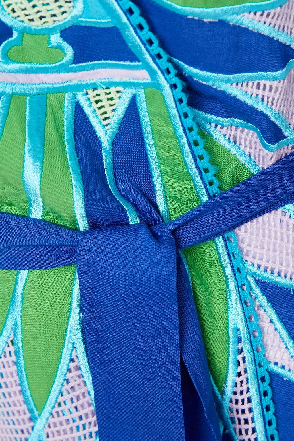 PUCCI Embroidered gathered woven maxi wrap dress