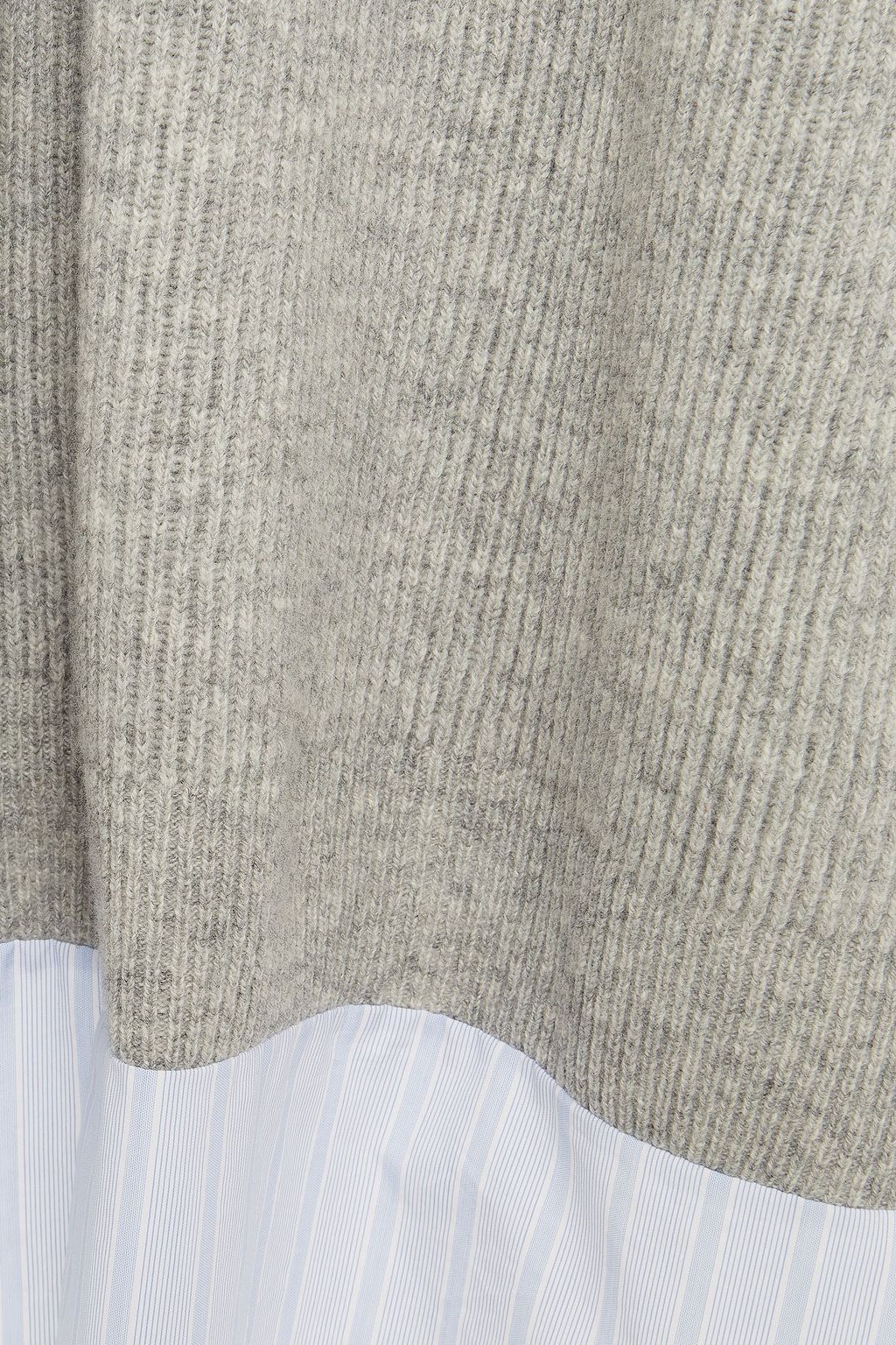 MAISON MARGIELA Oversized ribbed wool-paneled pinstriped cotton-poplin shirt