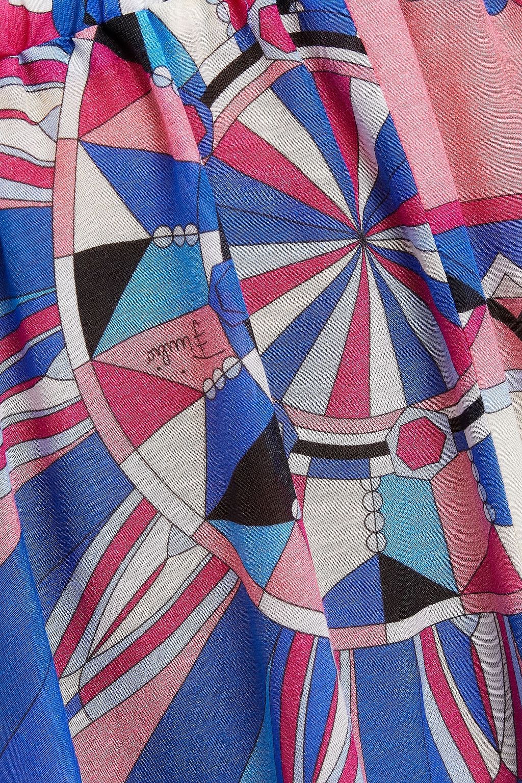 PUCCI Printed cotton and silk-blend voile halterneck midi dress