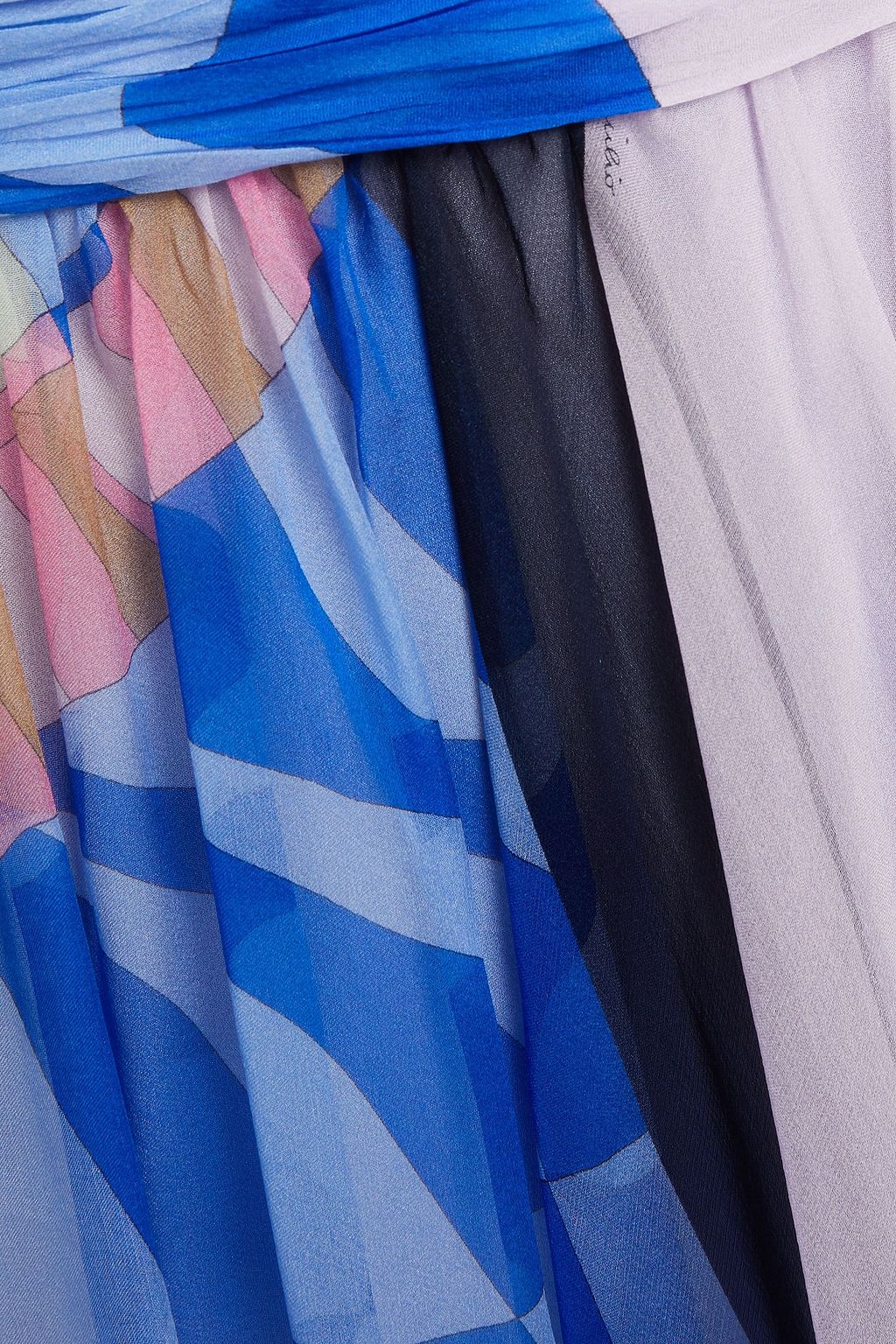 PUCCI Minikleid aus Seidenchiffon in Knitteroptik mit Raffung und Print