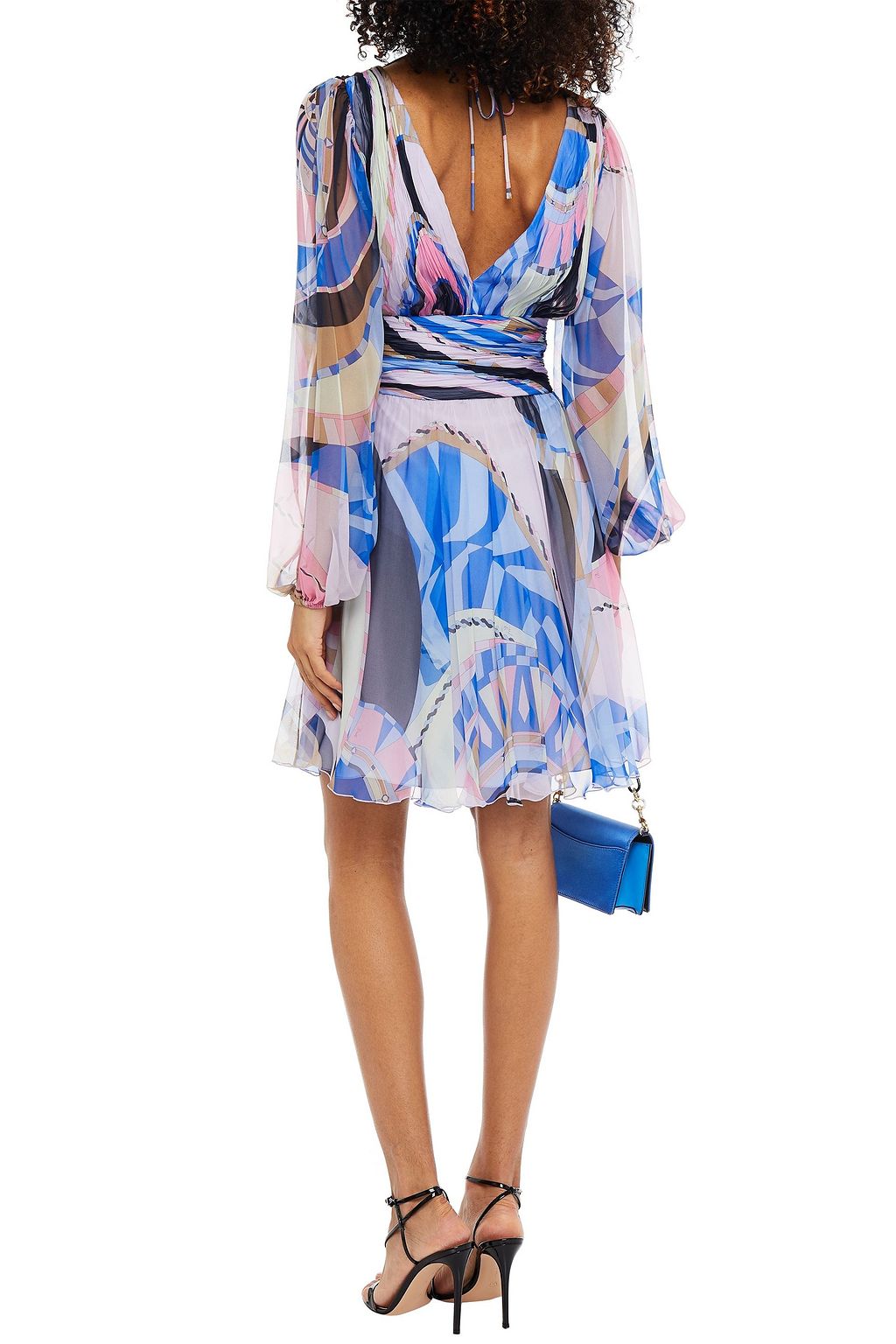 PUCCI Minikleid aus Seidenchiffon in Knitteroptik mit Raffung und Print