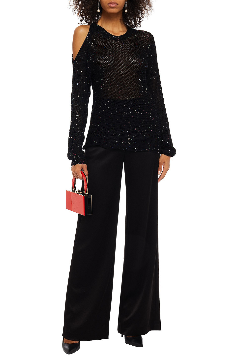 Michelle Mason Sequin-embellished Cotton-blend Jumper In Black