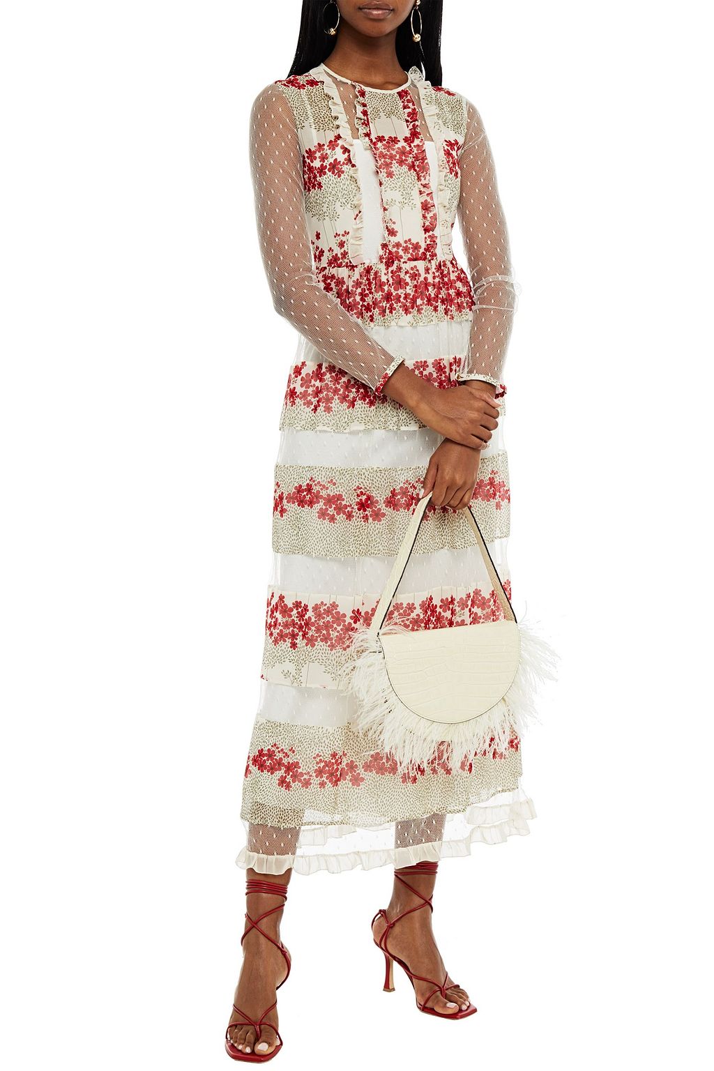 REDVALENTINO Floral-print georgette maxi dress
