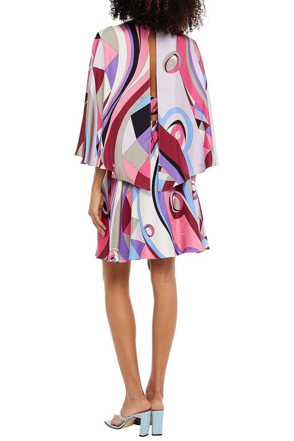 PUCCI Cape-effect printed silk-twill mini dress