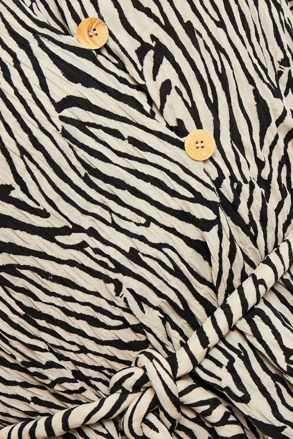 NANUSHKA Ehara belted printed crinkled-crepe blouse
