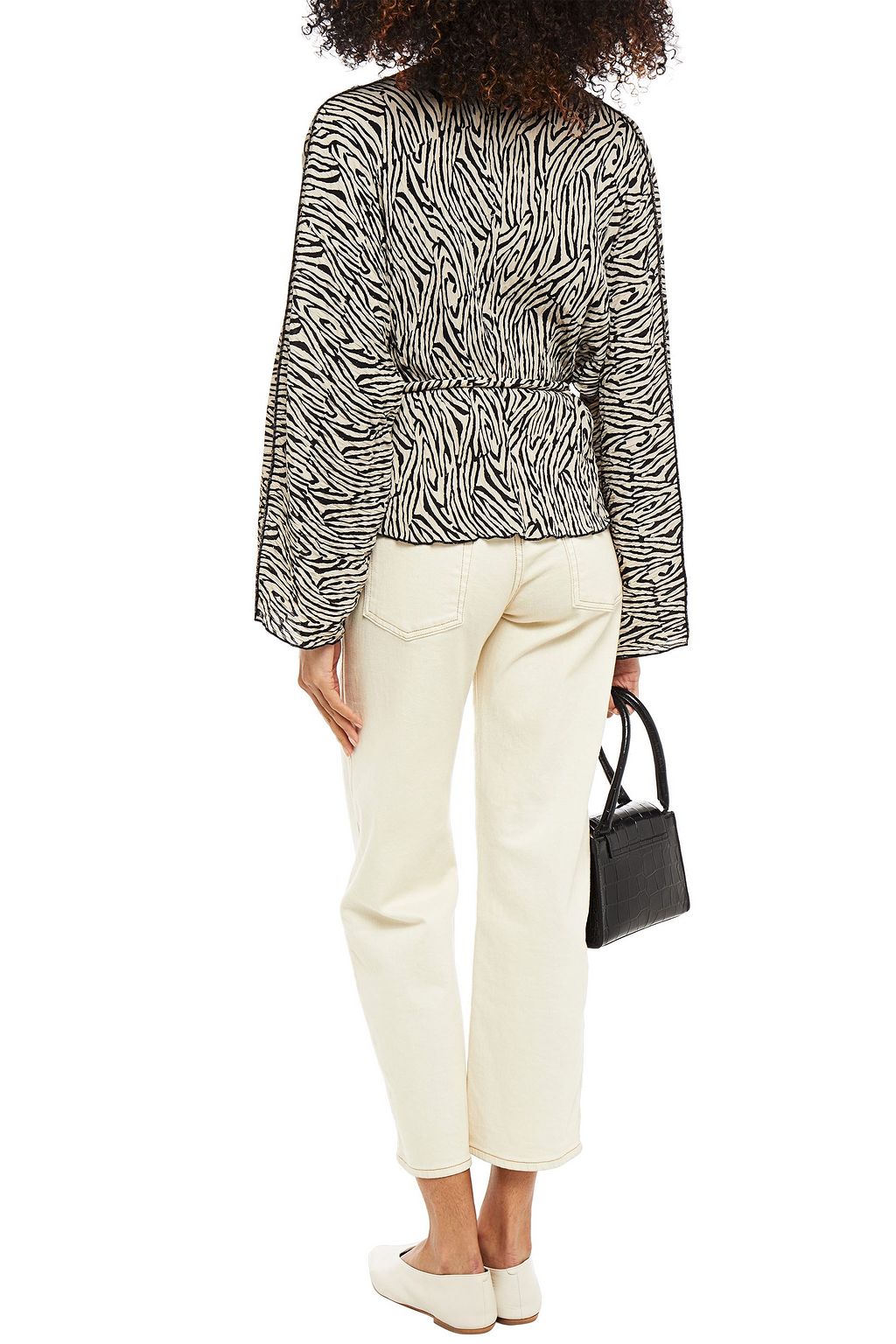 NANUSHKA Ehara belted printed crinkled-crepe blouse