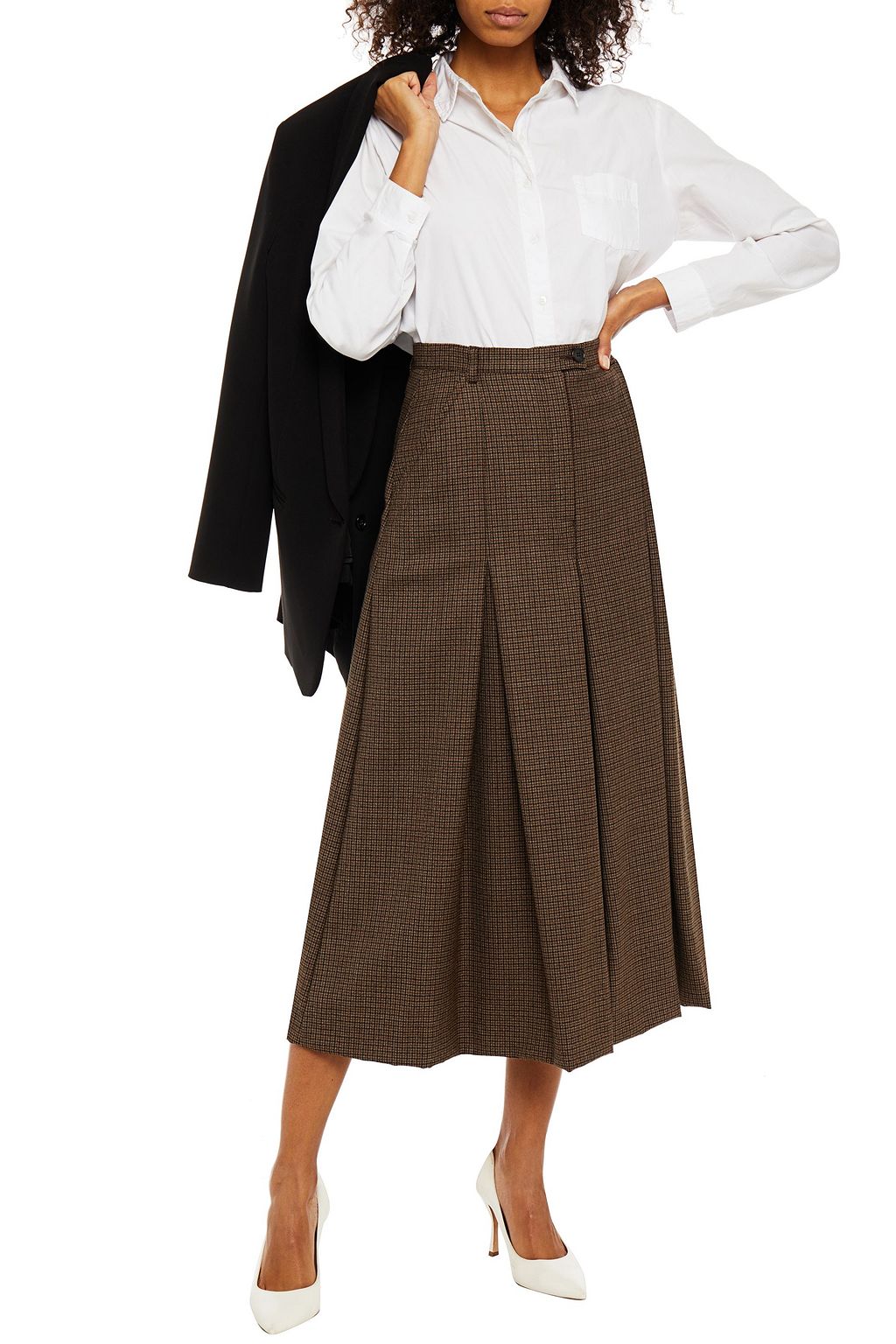 MAISON MARGIELA Karierte Culottes aus Wolle mit Falten