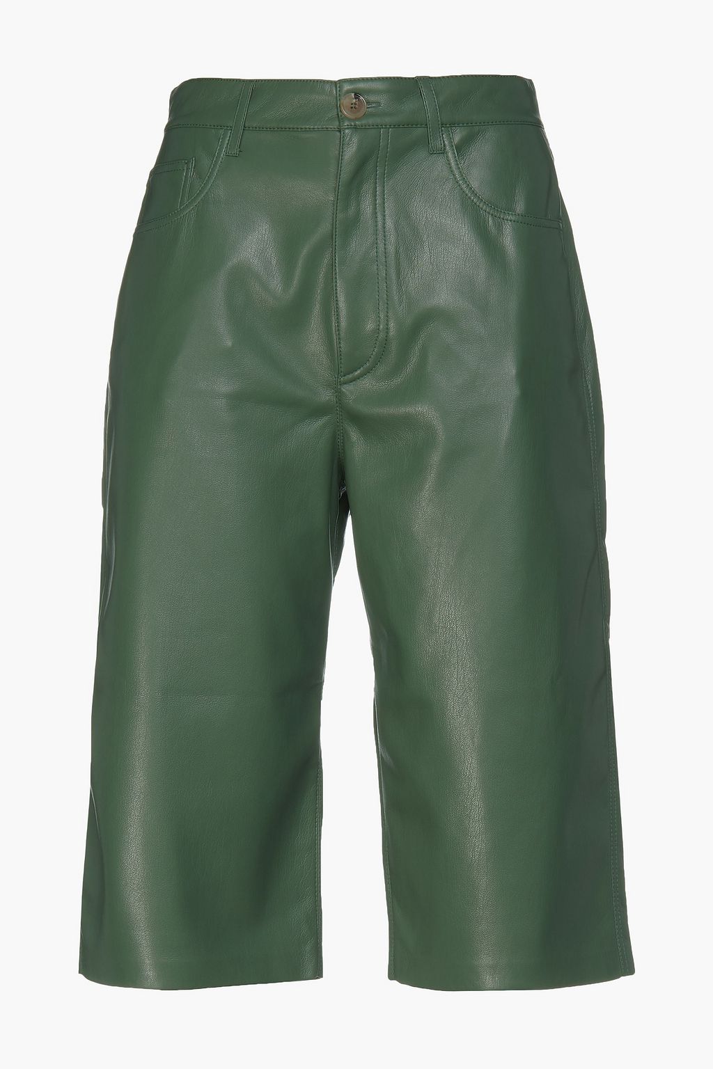 Leaf green Nampeyo faux leather shorts 