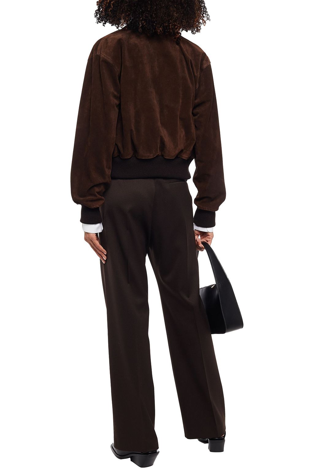 MAISON MARGIELA Knit-paneled suede bomber jacket
