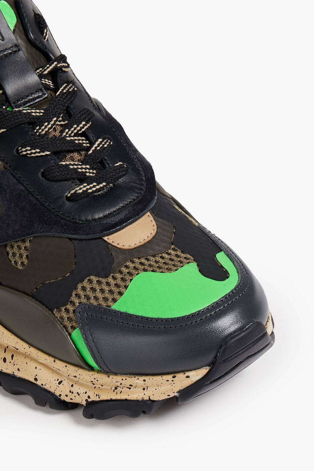 VALENTINO GARAVANI Coated suede, mesh and leather sneakers