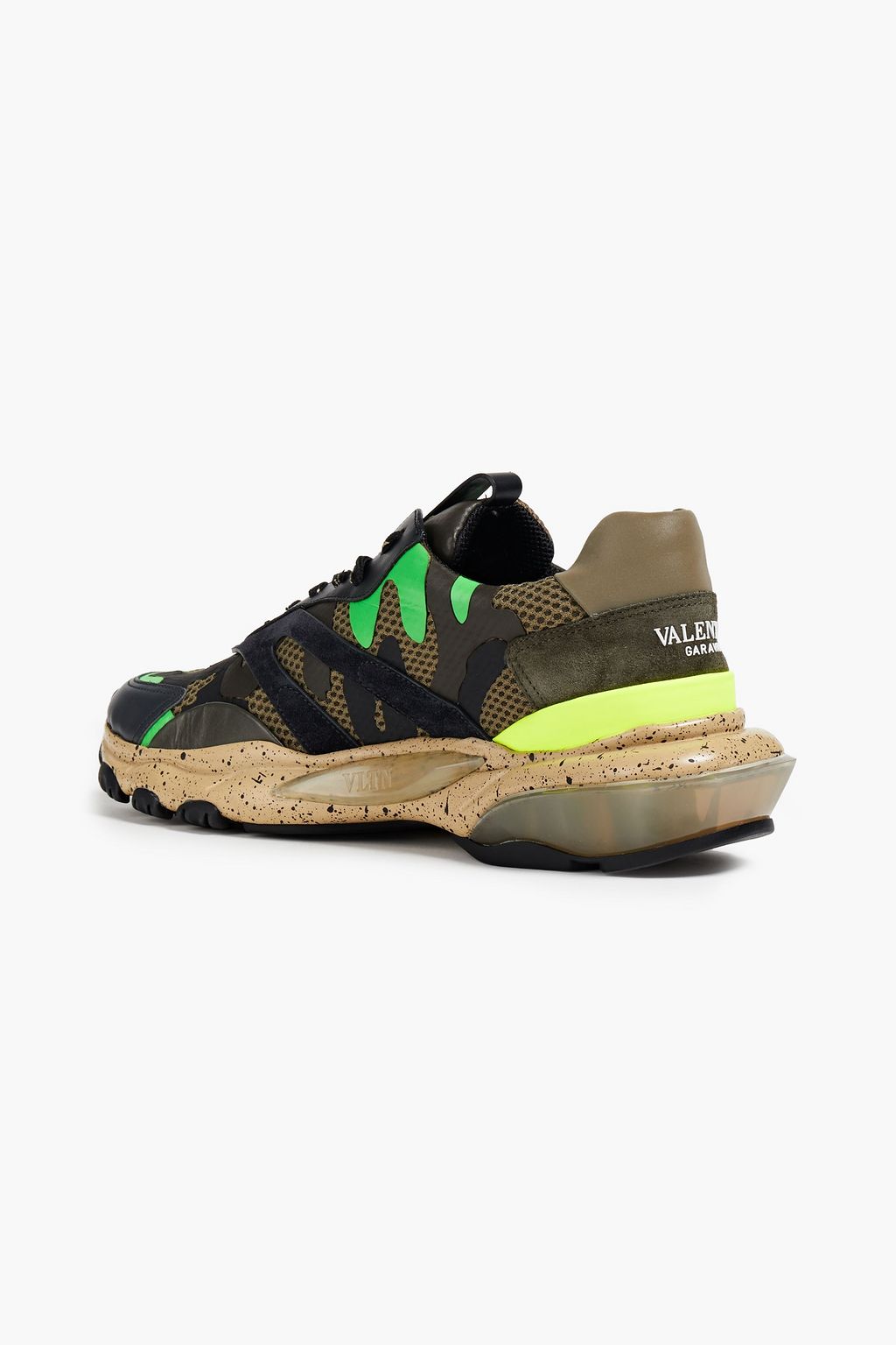 VALENTINO GARAVANI Coated suede, mesh and leather sneakers
