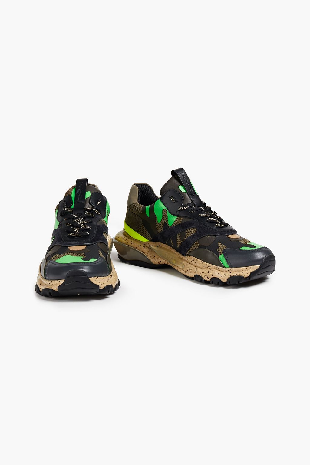VALENTINO GARAVANI Coated suede, mesh and leather sneakers