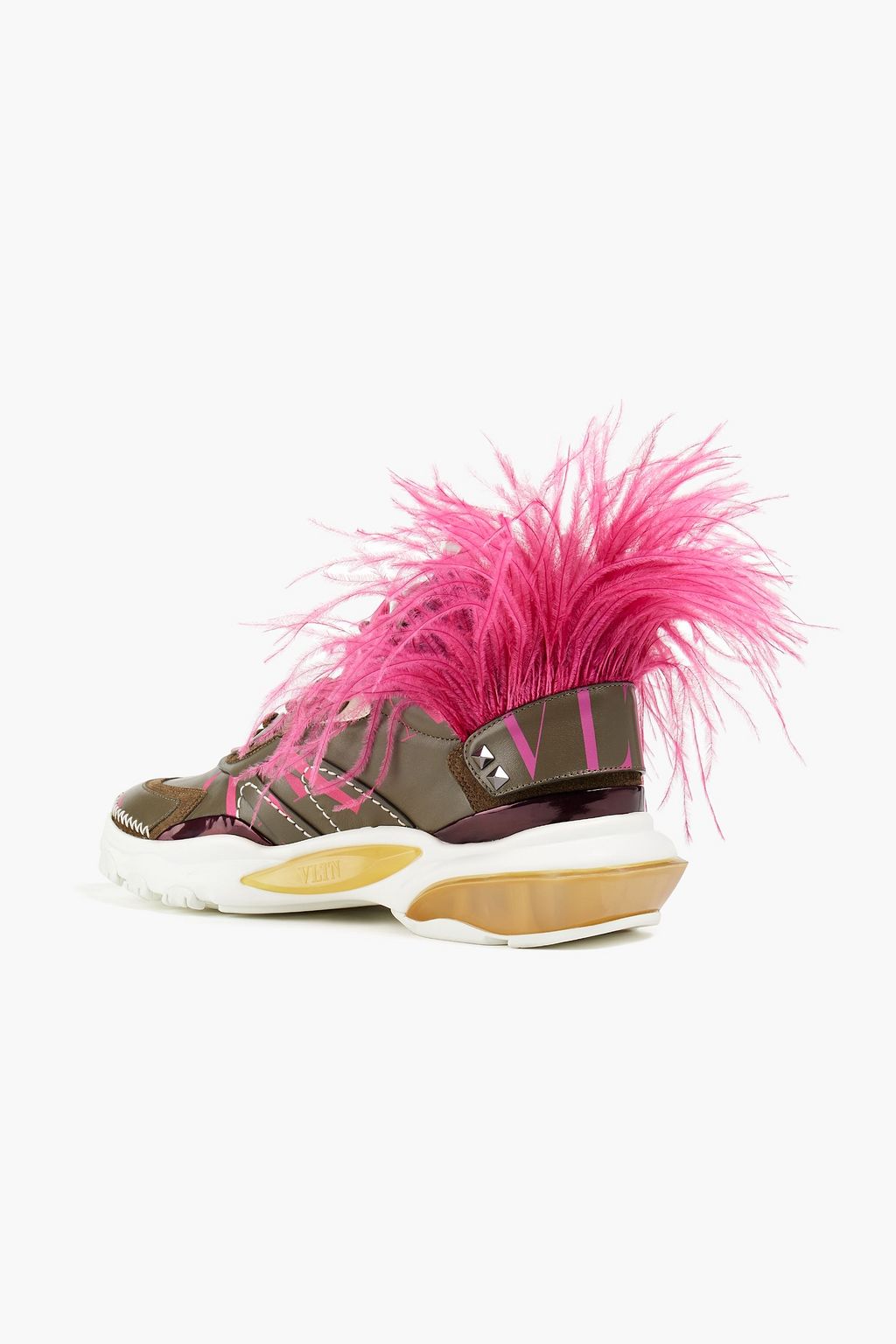 VALENTINO GARAVANI Sneakers aus Leder und Veloursleder mit Logoprint