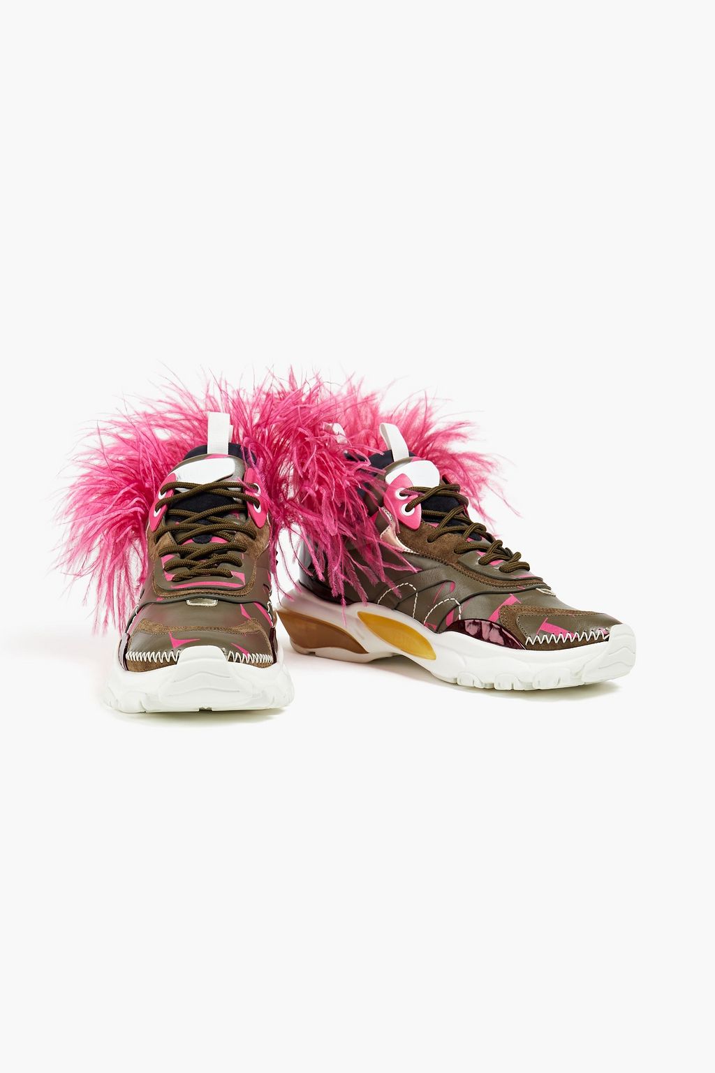 VALENTINO GARAVANI Sneakers aus Leder und Veloursleder mit Logoprint