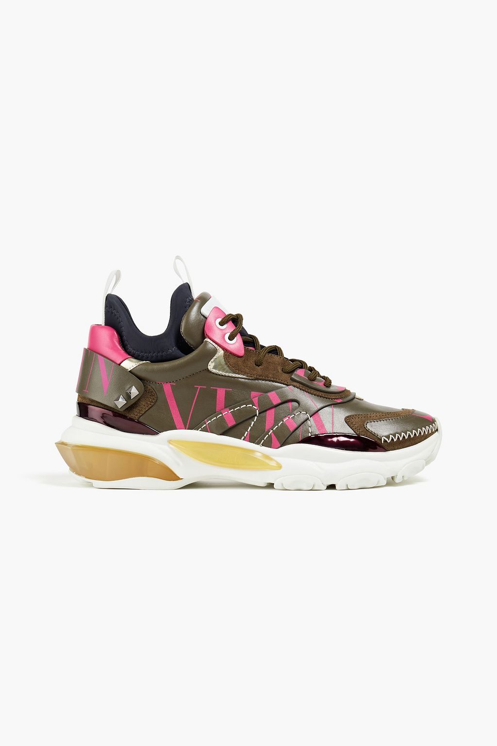 VALENTINO GARAVANI Sneakers aus Leder und Veloursleder mit Logoprint
