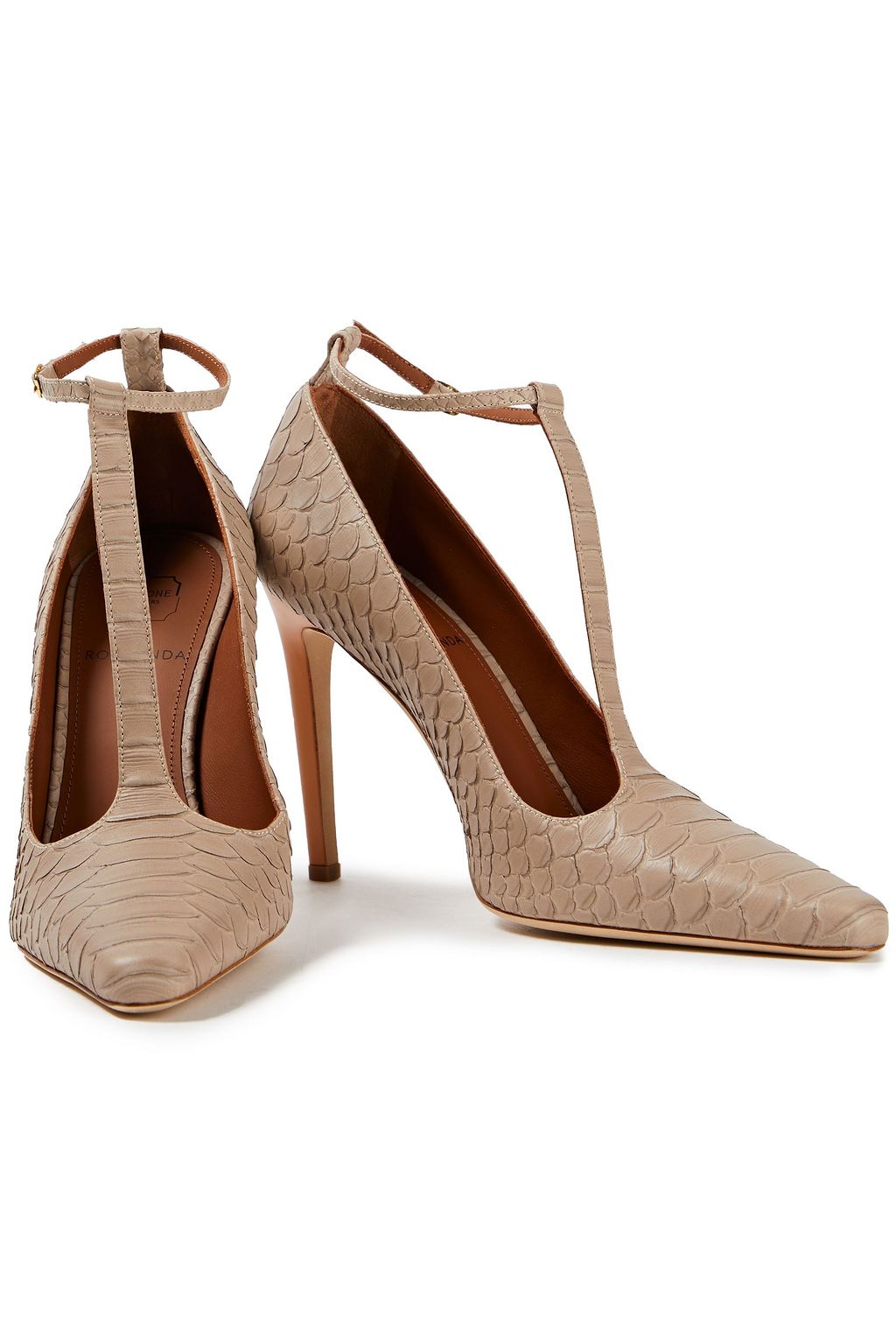 MALONE SOULIERS + Roksanda Dua 100 snake-effect leather pumps